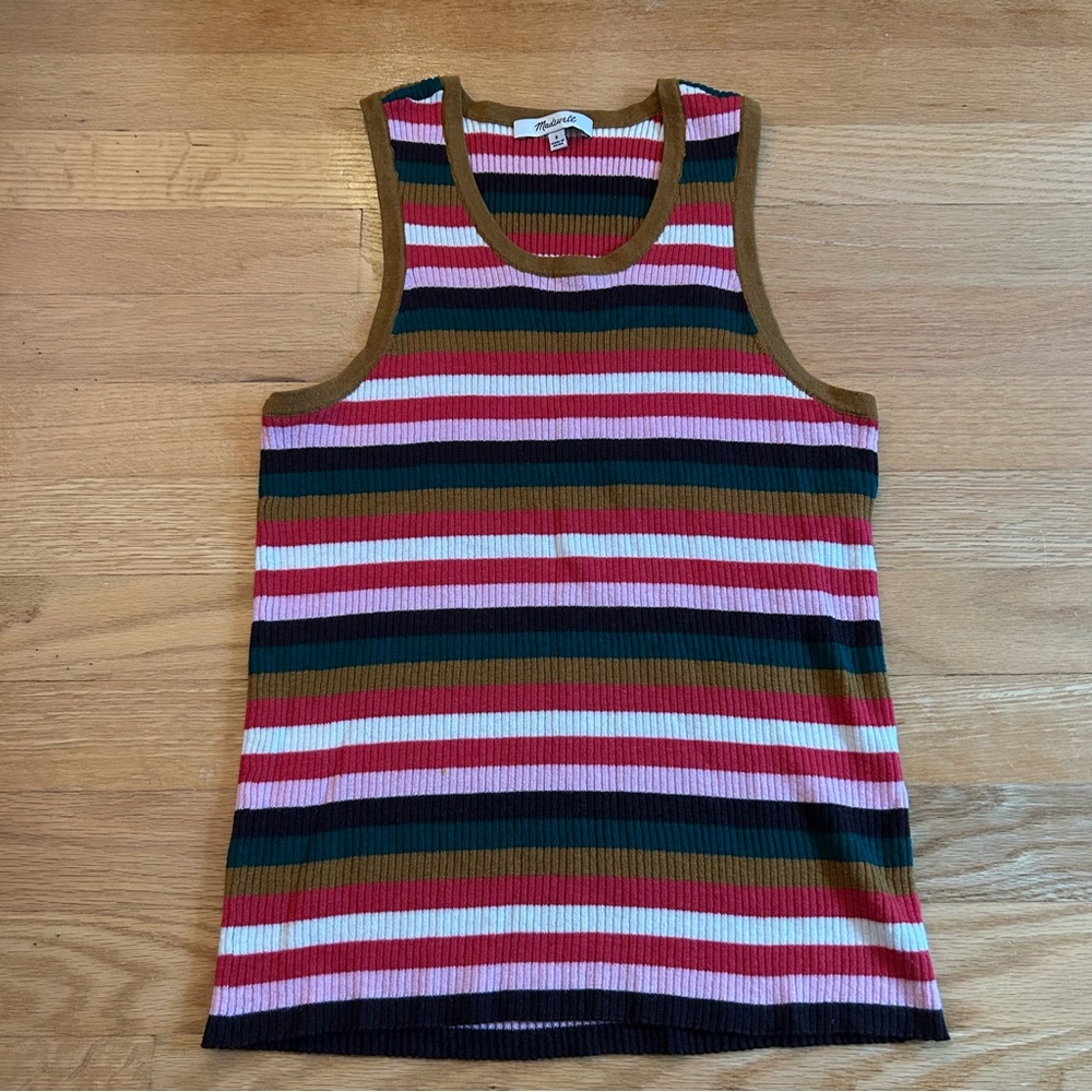 Madewell Multicolor Rainbow Striped Bayford Sweater Tank - Picture 5 of 8